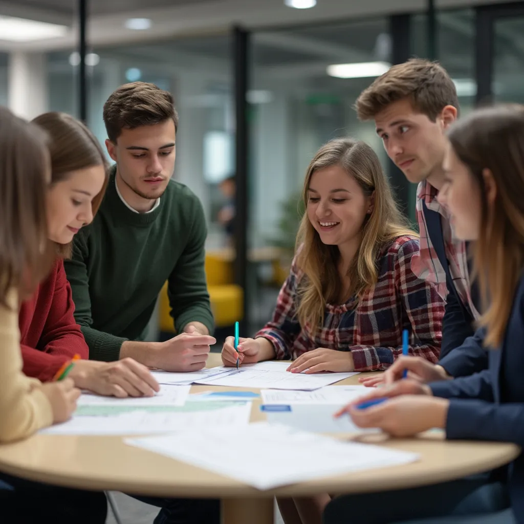 Grupo estudiando finanzas juntos